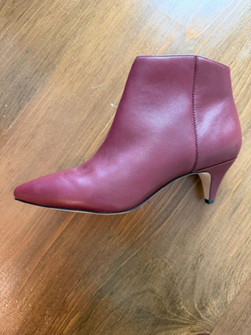 Sam Edelman Kinzey Burgundy Leather Pointed Toe Kitten Heel Booties Size 7M - Picture 2 of 14